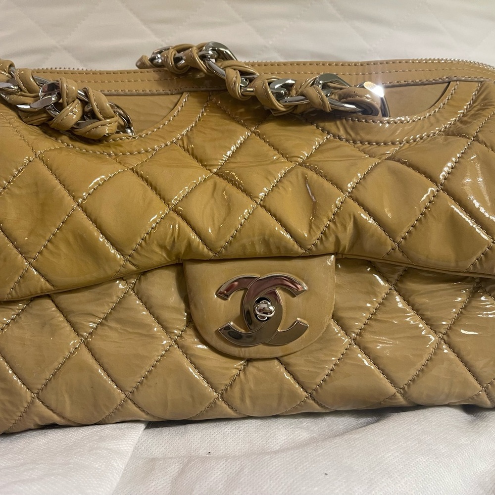 Amazing Chanel Patent Quilted Day Glo Flap Bag-neutral Beige color NWT!!!